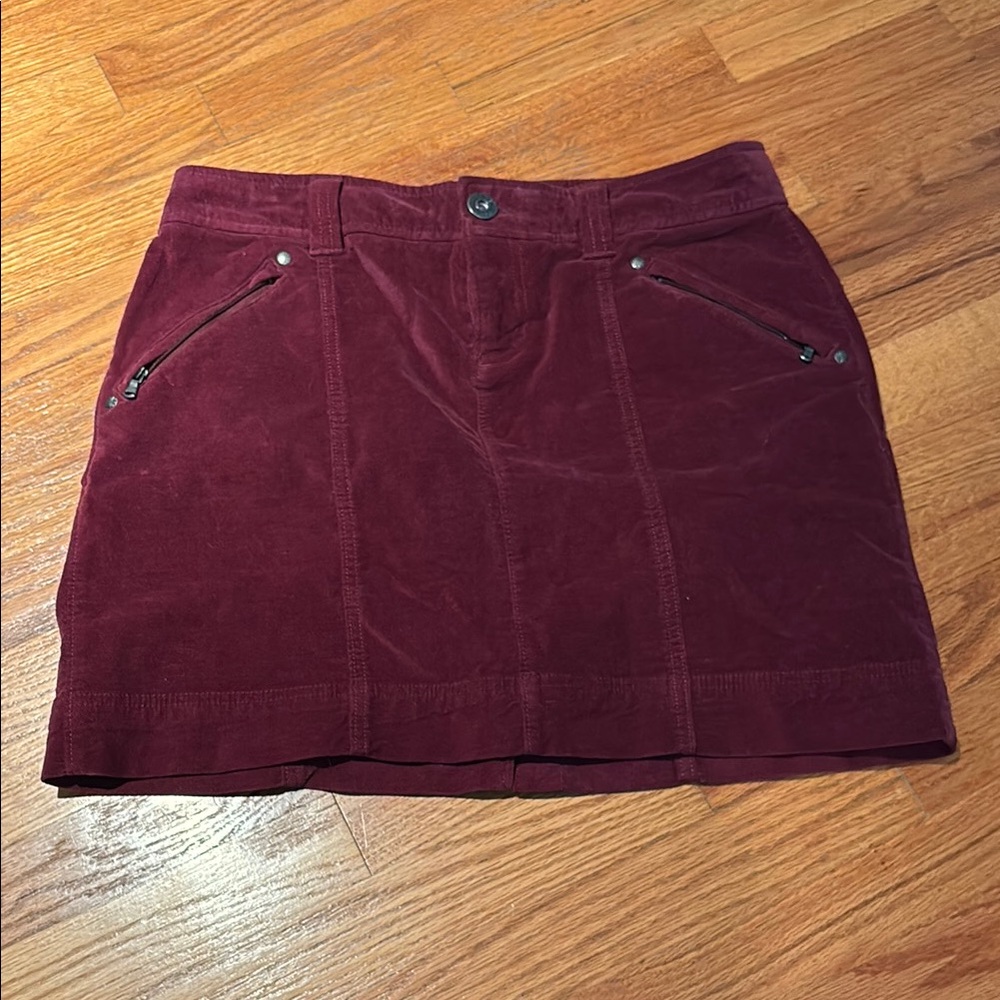 Athleta Burgundy Corduroy With Velvet Texture Mini Skirt